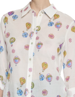 Blusa camisera Foley's manga larga para mujer