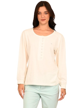 Playera manga larga Ferrioni cuello redondo para mujer
