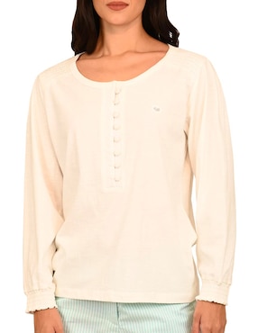 Playera manga larga Ferrioni cuello redondo para mujer