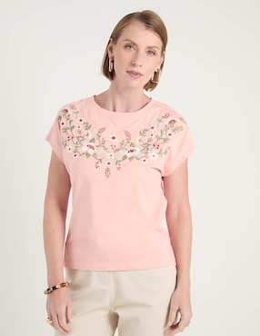 Playera manga corta Ferrioni cuello redondo para mujer