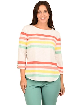 Playera manga 3/4 Ferrioni cuello redondo para mujer
