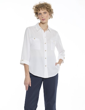 Blusa camisera Foley's Agathe manga 3/4 para mujer