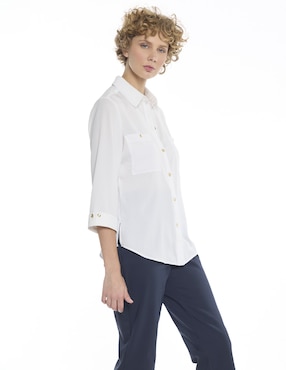 Blusa camisera Foley's Agathe manga 3/4 para mujer