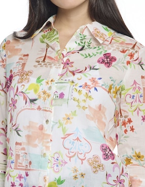 Blusa camisera Foley's Esenciales manga 3/4 para mujer