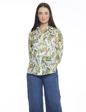 Blusa camisera Foley's Esenciales manga 3/4 para mujer