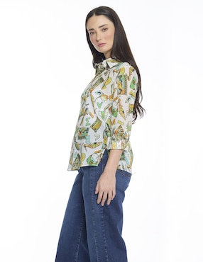 Blusa camisera Foley's Esenciales manga 3/4 para mujer