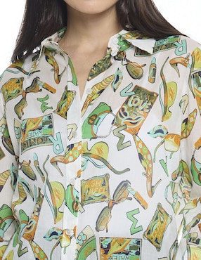 Blusa camisera Foley's Esenciales manga 3/4 para mujer