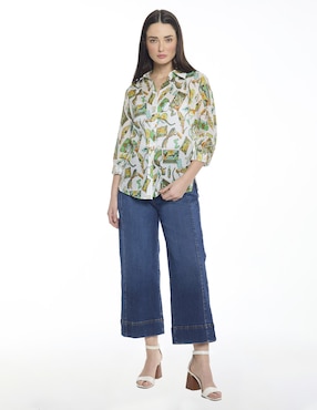 Blusa camisera Foley's Esenciales manga 3/4 para mujer