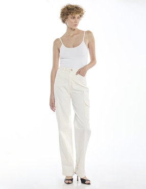 Jeans cargo straight Foley's para mujer