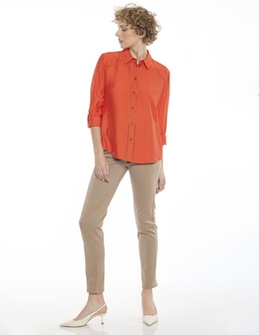 Blusa camisera Foley's manga larga para mujer