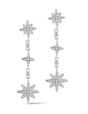 Aretes largos de estrella Yoiko Stella Nova de plata P 925 zirconia