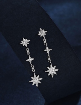 Aretes largos de estrella Yoiko Stella Nova de plata P 925 zirconia