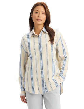 Blusa camisera Dockers manga larga para mujer