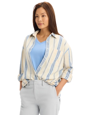 Blusa camisera Dockers manga larga para mujer