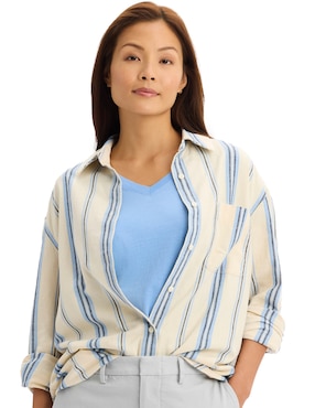 Blusa camisera Dockers manga larga para mujer