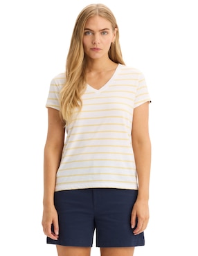 Playera manga corta Dockers cuello V para mujer