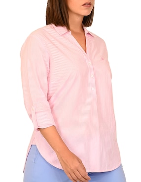 Blusa camisera Ferrioni manga larga para mujer