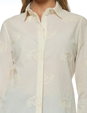Blusa camisera Foley's manga larga para mujer