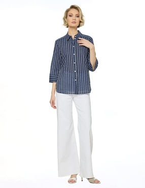 Blusa camisera Foley's manga 3/4 para mujer