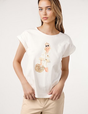 Playera manga corta Dándara cuello redondo para mujer