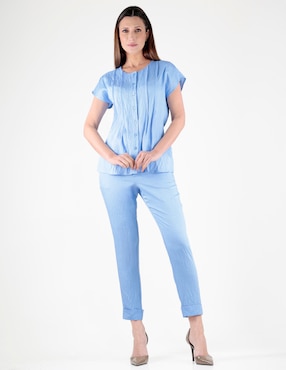 Blusa camisera Trinity manga corta para mujer