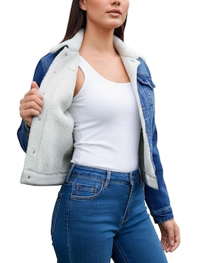 Chamarra denim Pixel Fashion de mezclilla para mujer