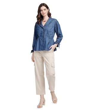 Blusa camisera Shyla manga larga para mujer