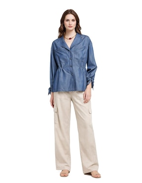 Blusa camisera Shyla manga larga para mujer