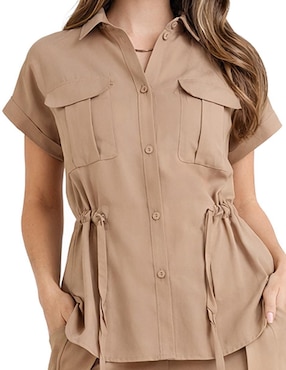 Blusa camisera Shyla manga corta para mujer