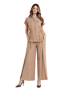 Blusa camisera Shyla manga corta para mujer