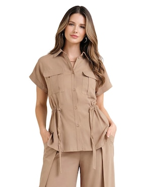 Blusa camisera Shyla manga corta para mujer