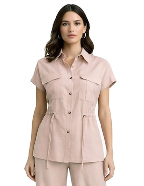 Blusa camisera Shyla manga corta para mujer