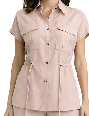 Blusa camisera Shyla manga corta para mujer