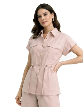Blusa camisera Shyla manga corta para mujer