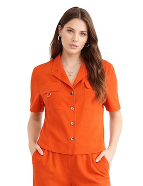 Blusa camisera Shyla manga corta para mujer