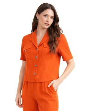 Blusa camisera Shyla manga corta para mujer