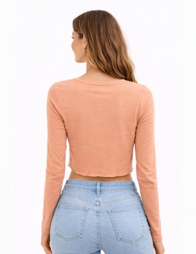 Playera manga larga Too Good cuello redondo para mujer