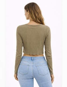 Playera manga larga Too Good cuello redondo para mujer