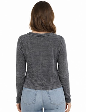 Playera manga larga Too Good cuello V para mujer