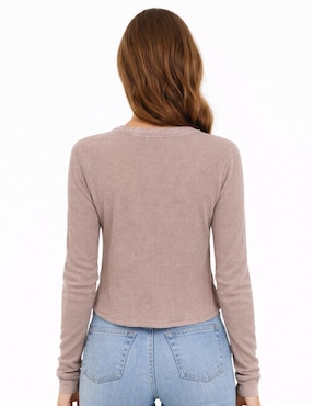 Playera manga larga Too Good cuello V para mujer