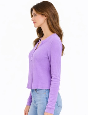 Playera manga larga Too Good cuello V para mujer