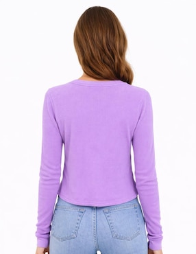 Playera manga larga Too Good cuello V para mujer