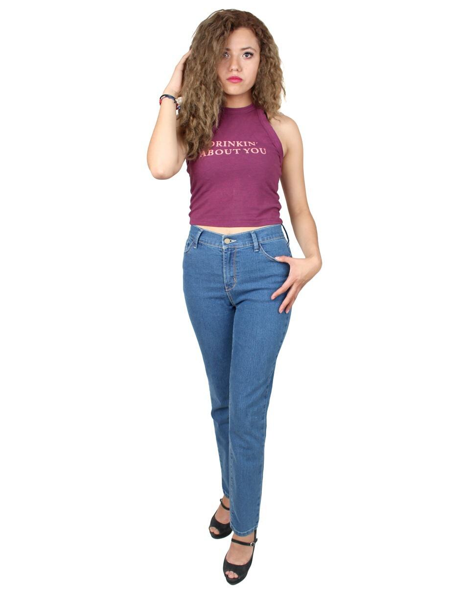 Jeans slim 365 Essential lavado obscuro corte a la cintura para mujer en  Liverpool