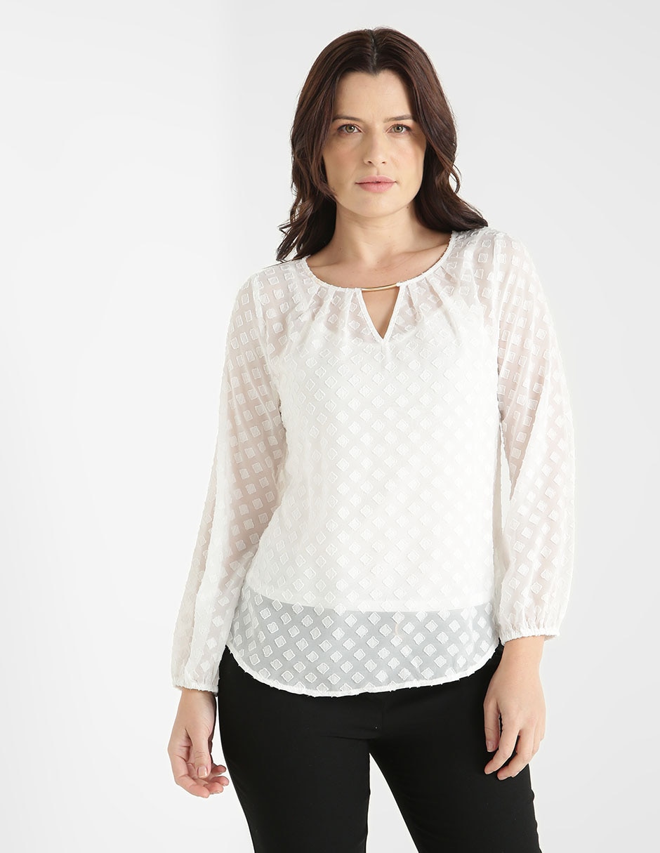 Blusa Liz Claiborne manga larga estampado a cuadros en Liverpool