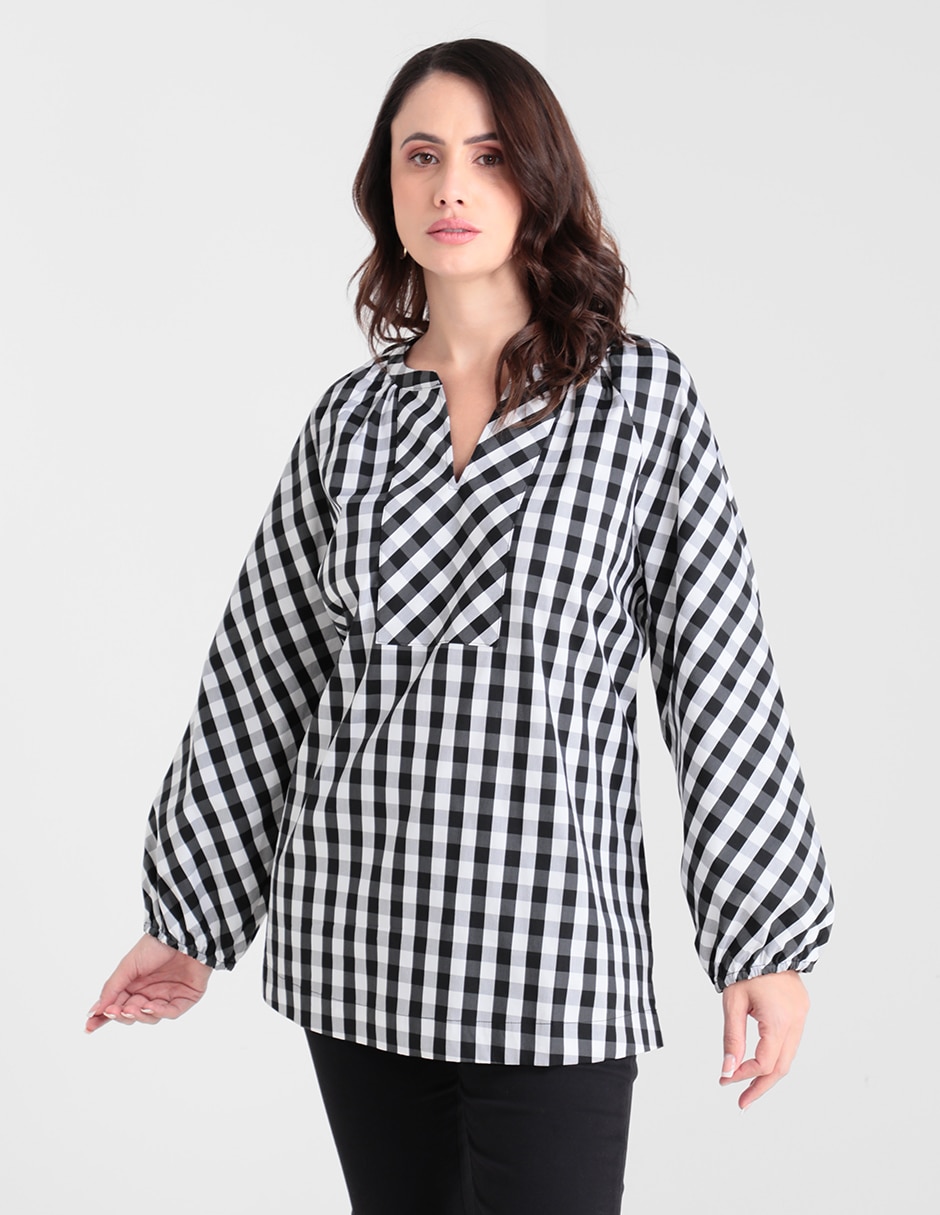 Blusa Chico's manga larga estampado a cuadros en Liverpool