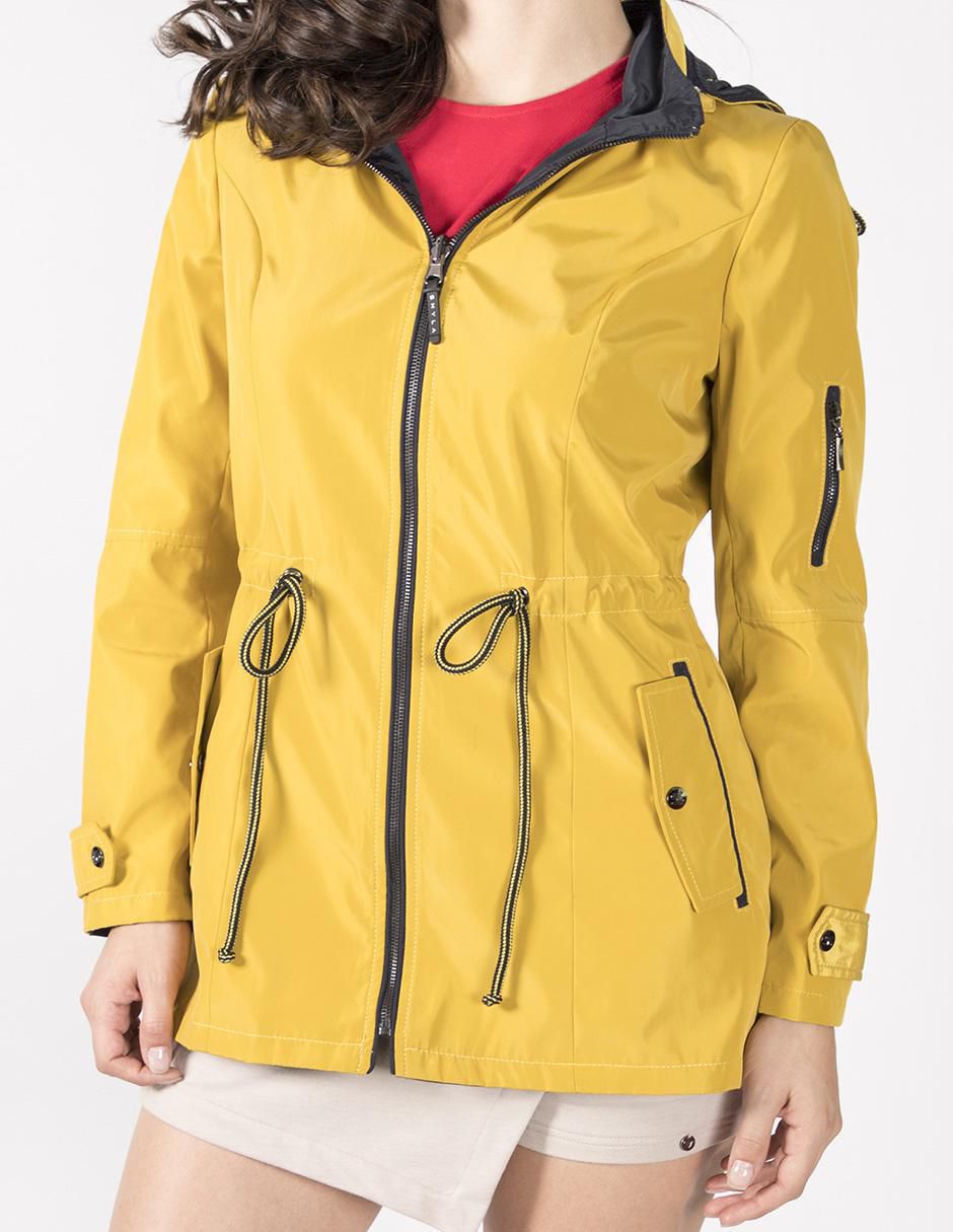 Gabardina impermeable con capucha para mujer