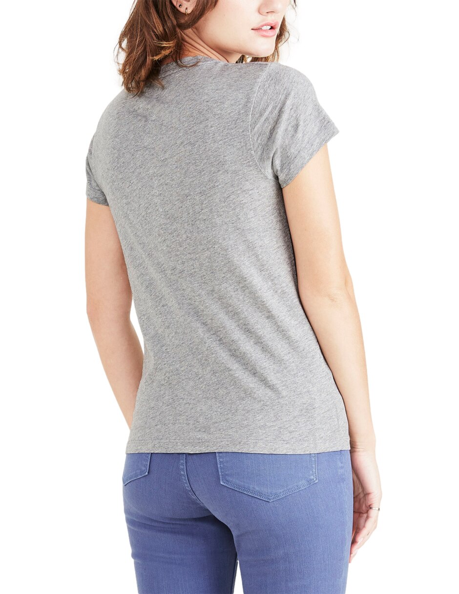 Playera manga corta cuello V para mujer 4