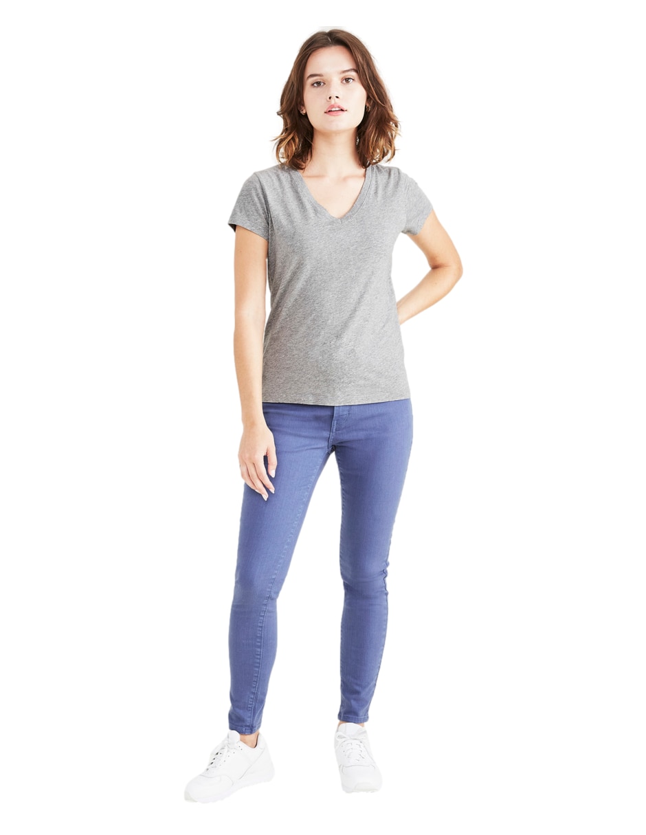 Playera manga corta cuello V para mujer 5