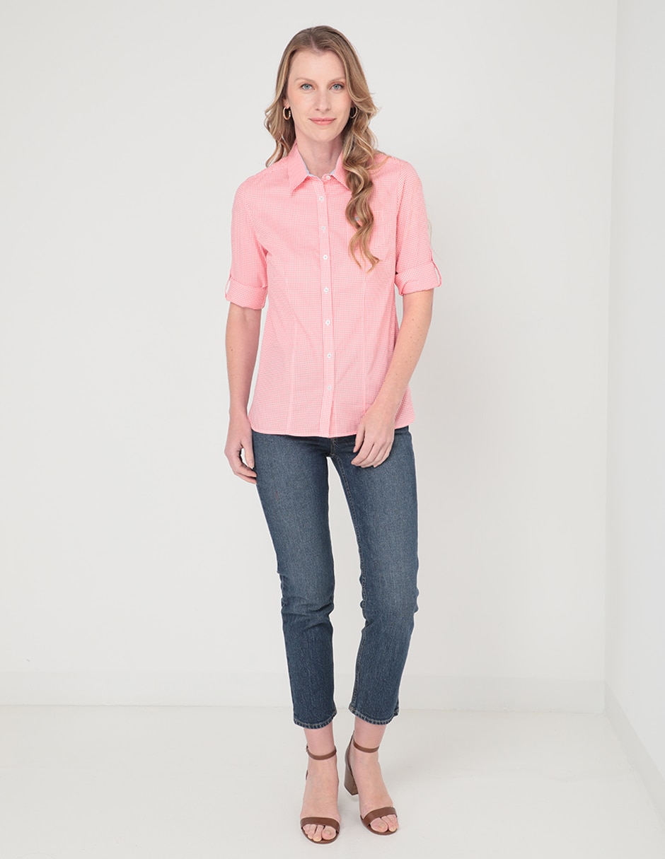 BLUSA FERRIONI M5912W CON EL, XG, SALMÓN