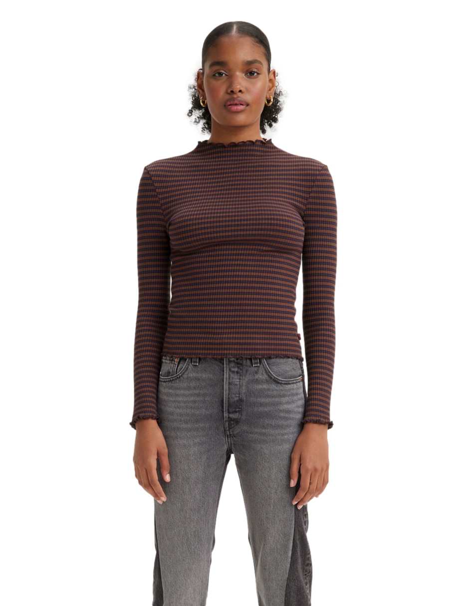 Playera manga larga cuello alto para mujer 1